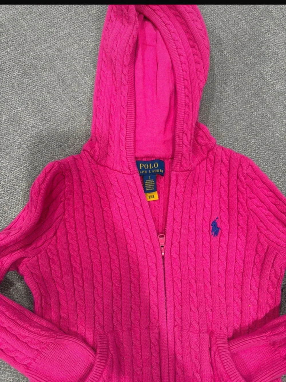 Polo by Ralph Lauren Hot Pink Cable-Knit Zip Hoodie for Kids